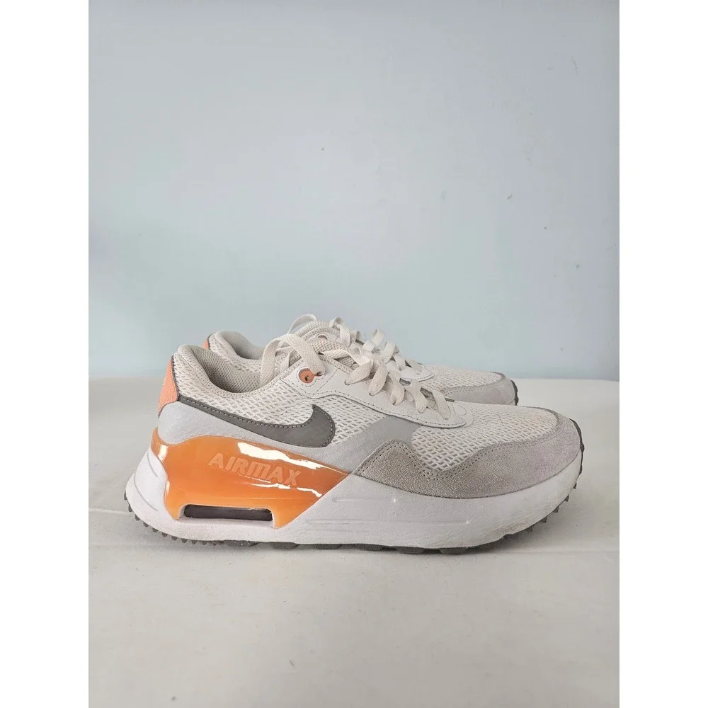 Athleisure Nike Air Max SYSTM Sneaker Womens 9 White Orange DM9538-102 Mesh